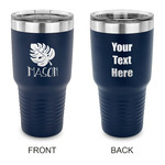 Tropical Leaves #2 30 oz Stainless Steel Tumbler - Navy - Double Sided (Personalized)