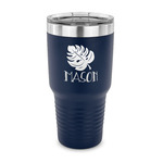 Tropical Leaves #2 30 oz Stainless Steel Tumbler - Navy - Single Sided (Personalized)