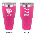 Tropical Leaves #2 30 oz Stainless Steel Tumbler - Pink - Double Sided (Personalized)