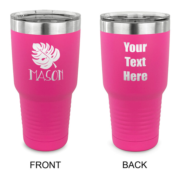 Custom Tropical Leaves #2 30 oz Stainless Steel Tumbler - Pink - Double Sided (Personalized)