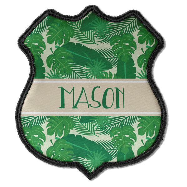 Custom Tropical Leaves #2 Iron On Shield Patch C w/ Name or Text