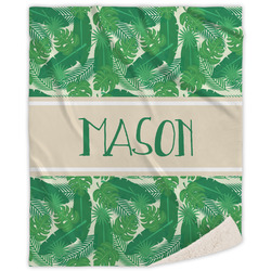 Tropical Leaves #2 Sherpa Throw Blanket - 60"x80" w/ Name or Text