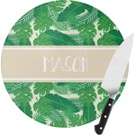 Tropical Leaves #2 Round Glass Cutting Board - Small (Personalized)