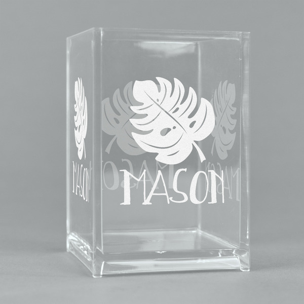 Custom Tropical Leaves #2 Acrylic Pen Holder (Personalized)