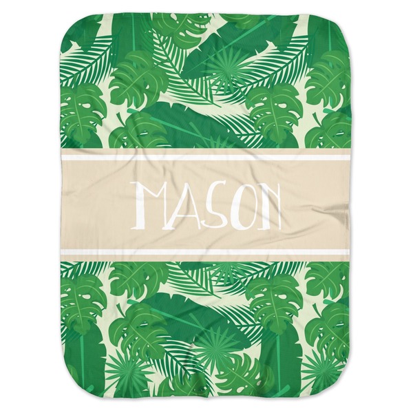 Custom Tropical Leaves #2 Baby Swaddling Blanket w/ Name or Text