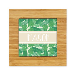 Tropical Leaves #2 Bamboo Trivet with Ceramic Tile Insert (Personalized)