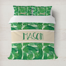 Tropical Leaves #2 Duvet Cover Set - Full / Queen w/ Name or Text