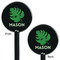 Tropical Leaves #2 Black Plastic 5.5" Stir Stick - Double Sided - Round - Front & Back