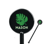 Tropical Leaves #2 5.5" Round Plastic Stir Sticks - Black - Double Sided (Personalized)