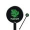 Tropical Leaves #2 Black Plastic 5.5" Stir Stick - Round - Closeup