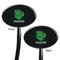 Tropical Leaves #2 Black Plastic 7" Stir Stick - Double Sided - Oval - Front & Back