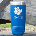 Tropical Leaves #2 20 oz Stainless Steel Tumbler - Royal Blue - Single Sided (Personalized)