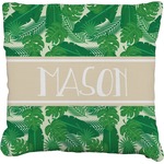 Tropical Leaves #2 Faux-Linen Throw Pillow 16" w/ Name or Text