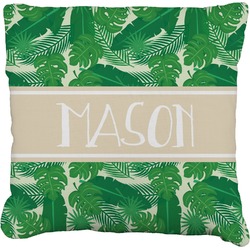 Tropical Leaves #2 Faux-Linen Throw Pillow 16" w/ Name or Text
