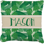 Tropical Leaves #2 Faux-Linen Throw Pillow 18" w/ Name or Text