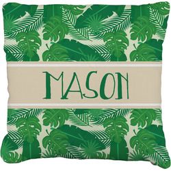 Tropical Leaves #2 Faux-Linen Throw Pillow 20" w/ Name or Text