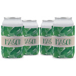 Tropical Leaves #2 Can Cooler (12 oz) - Set of 4 w/ Name or Text