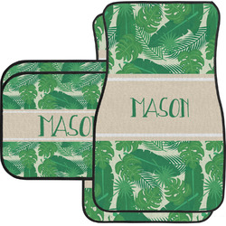 Tropical Leaves #2 Car Floor Mats Set - 2 Front & 2 Back w/ Name or Text