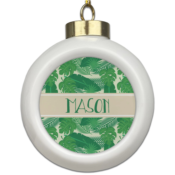 Custom Tropical Leaves #2 Ceramic Ball Ornament (Personalized)