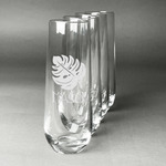 Tropical Leaves #2 Champagne Flute - Stemless Engraved - Set of 4 (Personalized)