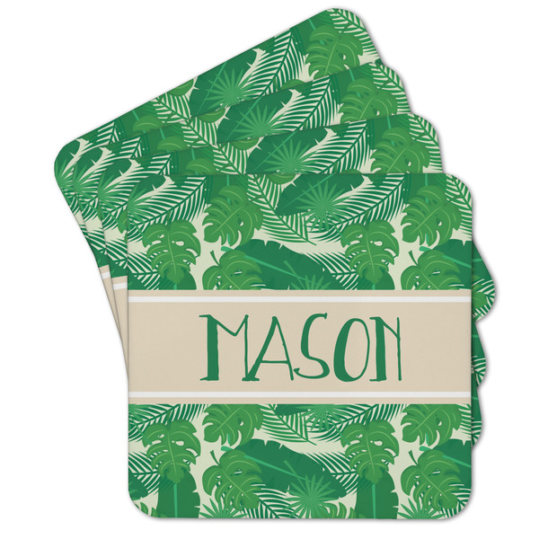 Custom Tropical Leaves #2 Cork Coaster - Set of 4 w/ Name or Text