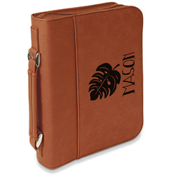 Tropical Leaves #2 Leatherette Bible Cover with Handle & Zipper - Small - Double Sided (Personalized)