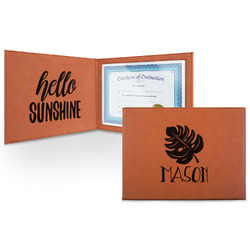 Tropical Leaves #2 Leatherette Certificate Holder - Front and Inside (Personalized)