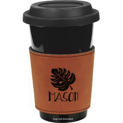 Tropical Leaves #2 Leatherette Cup Sleeve - Single Sided (Personalized)