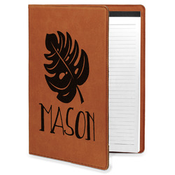 Tropical Leaves #2 Leatherette Portfolio with Notepad - Large - Double Sided (Personalized)