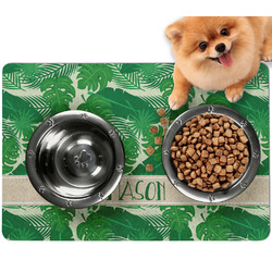 Tropical Leaves #2 Dog Food Mat - Small w/ Name or Text