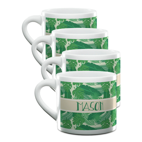 Custom Tropical Leaves #2 Double Shot Espresso Cups - Set of 4 (Personalized)