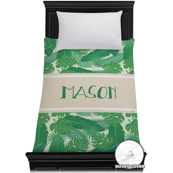 Custom Tropical Leaves #2 Duvet Cover - Twin XL w/ Name or Text