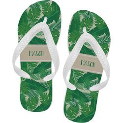 Tropical Leaves #2 Flip Flops - Large w/ Name or Text