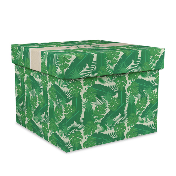 Custom Tropical Leaves #2 Gift Box with Lid - Canvas Wrapped - X-Large (Personalized)