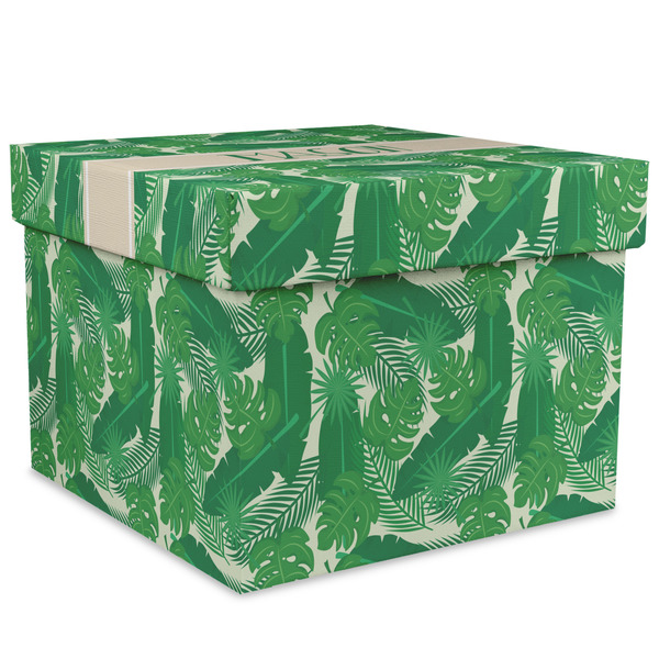 Custom Tropical Leaves #2 Gift Box with Lid - Canvas Wrapped - XX-Large (Personalized)