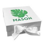 Tropical Leaves #2 Gift Box with Magnetic Lid - White (Personalized)