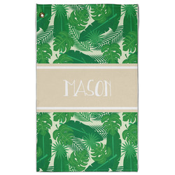 Tropical Leaves #2 Golf Towel - Poly-Cotton Blend - Large w/ Name or Text