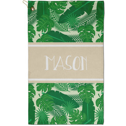 Tropical Leaves #2 Golf Towel - Poly-Cotton Blend - Small w/ Name or Text