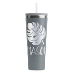 Tropical Leaves #2 RTIC Everyday Tumbler with Straw - 28oz - Grey - Double-Sided (Personalized)