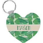 Tropical Leaves #2 Heart Plastic Keychain w/ Name or Text