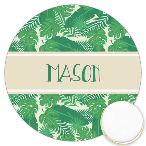 Custom Tropical Leaves #2 Printed Cookie Topper - 3.25" (Personalized)