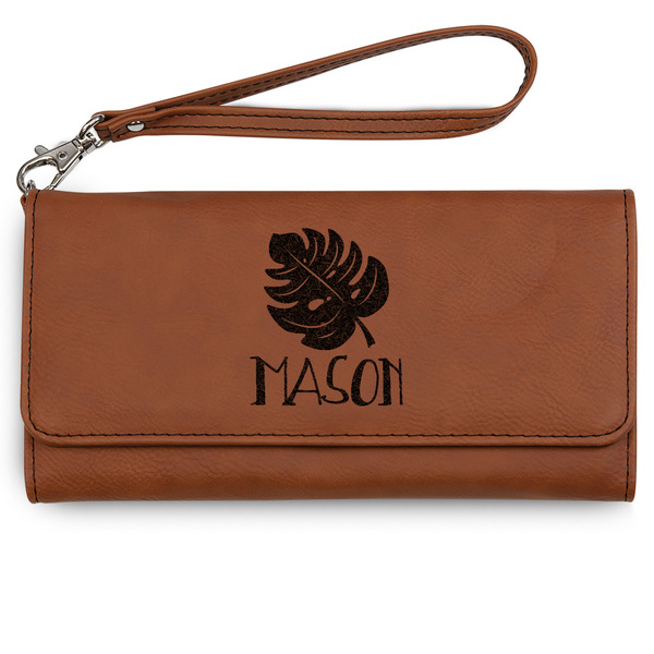 Custom Tropical Leaves #2 Ladies Leatherette Wallet - Laser Engraved (Personalized)