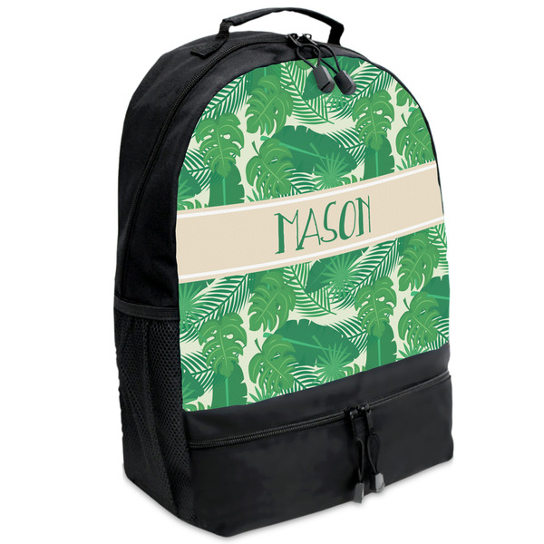 Custom Tropical Leaves #2 Backpacks - Black (Personalized)