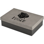 Tropical Leaves #2 Large Gift Box w/ Engraved Leather Lid (Personalized)