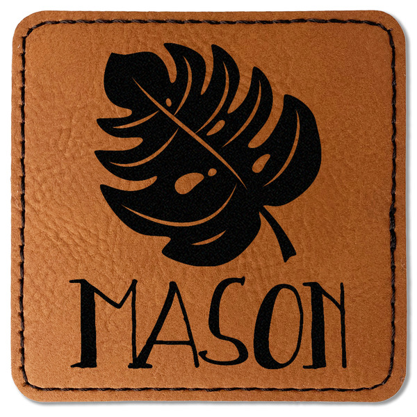 Custom Tropical Leaves #2 Faux Leather Iron On Patch - Square (Personalized)