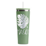 Tropical Leaves #2 RTIC Everyday Tumbler with Straw - 28oz - Light Green - Single-Sided (Personalized)