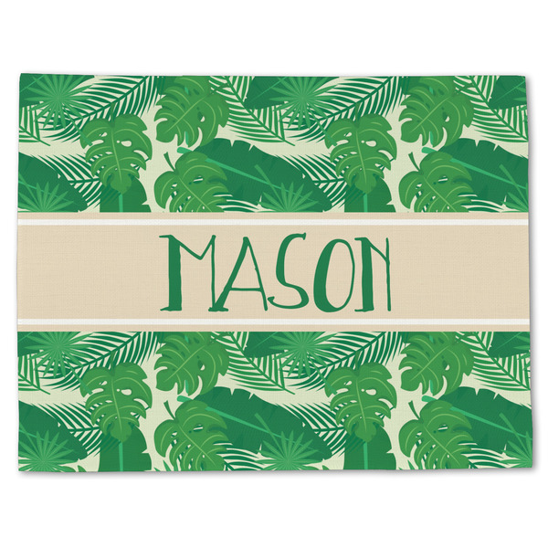 Custom Tropical Leaves #2 Single-Sided Linen Placemat - Single w/ Name or Text