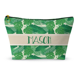 Tropical Leaves #2 Makeup Bag - Large - 12.5"x7" w/ Name or Text