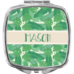 Tropical Leaves #2 Compact Makeup Mirror w/ Name or Text