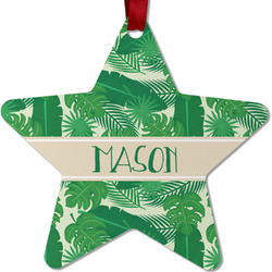Tropical Leaves #2 Metal Star Ornament - Double Sided w/ Name or Text
